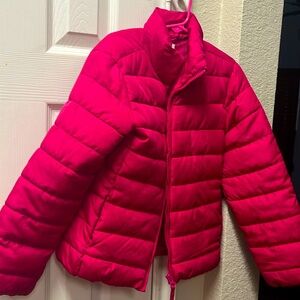Kids hot pink puffer jacket MED